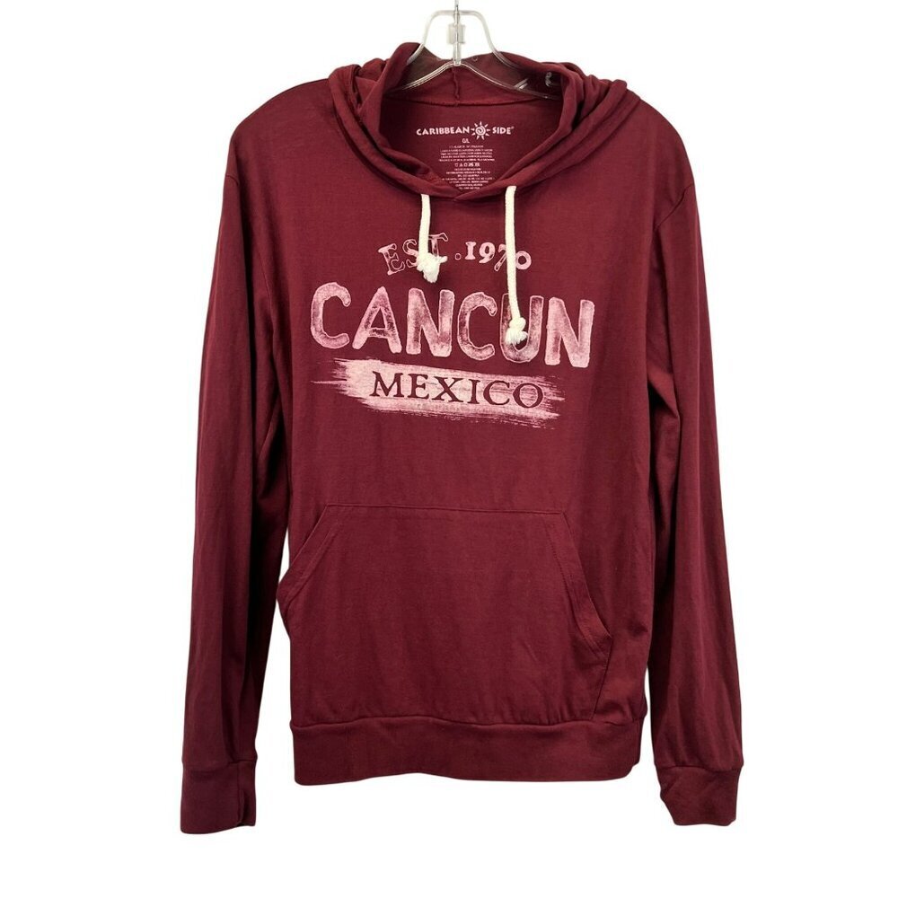 Caribbean Side Women’s Cancun Hoodie Lightweight Burgundy/Pink Size Large